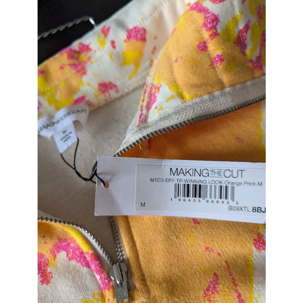 NWT Making The Cut Orange Tie Dye Super Soft Inside 1/4 Zip Vest  M